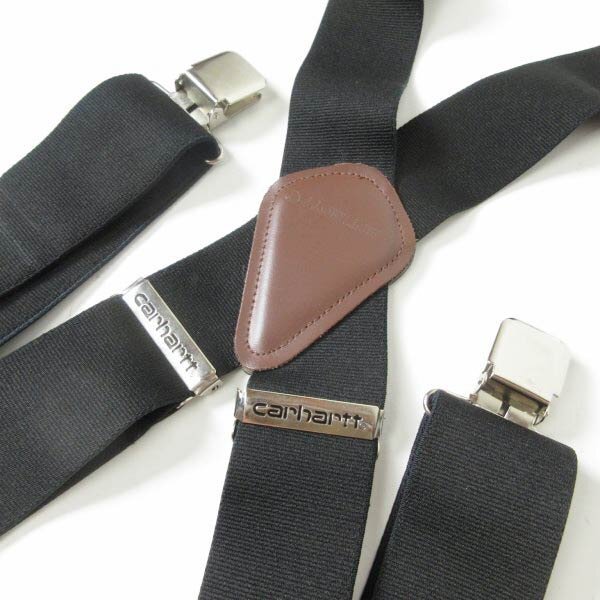 新品 Carhartt カーハート 伸縮素材×レザー X型 クリップ式 ワーク サスペンダー 黒 ブラック Xバック ブレイシーズ D152-52-0010Z拍卖