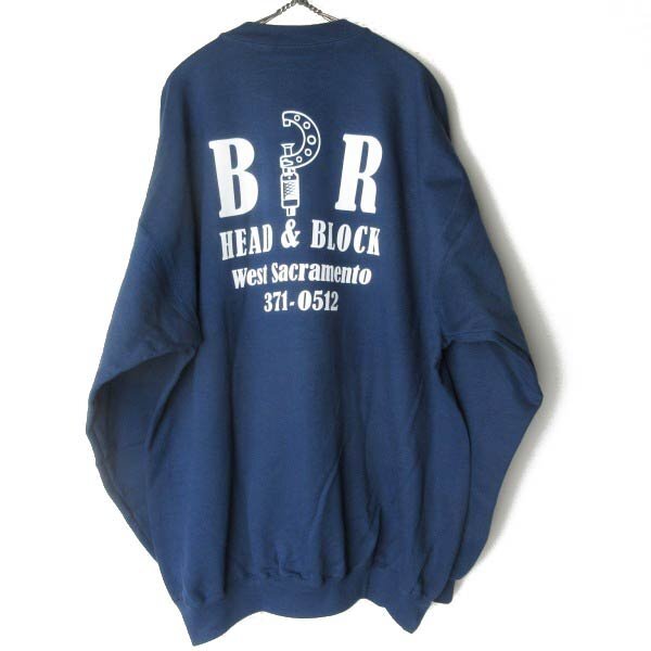 新品 00s Hanes ヘインズ 両面プリント スウェット 紺系 XL ネイビー クルーネック トレーナー ビンテージ デッドストック D152-13-0012ZV拍卖