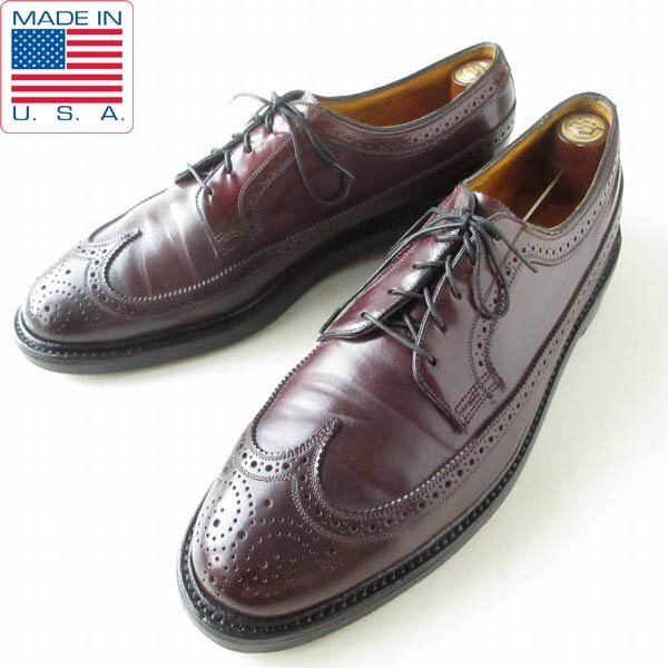 80s USA製 フローシャイム インペリアル Kenmoor コードバン ロングウィングチップ 28cm シューキーパー付き ビンテージ D148-32-0038ZT拍卖
