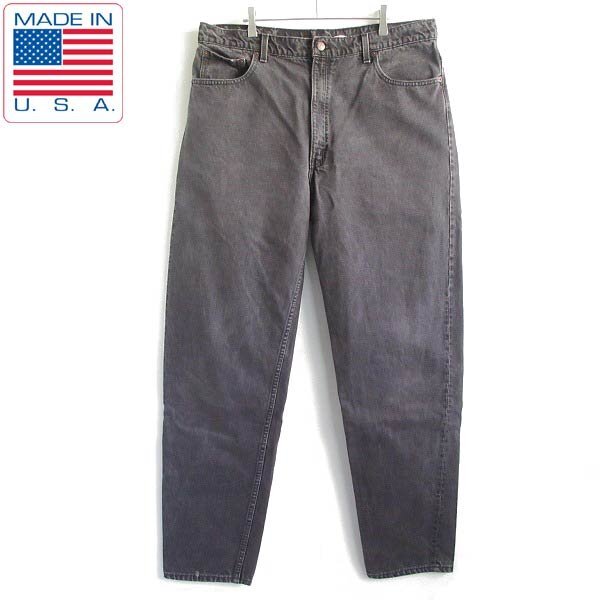 1995年製 USA製 リーバイス 550 後染めブラック ジーンズ 脇割 実寸W39 リラックスフィット 90s テーパード ビンテージ D145-21-0097ZV拍卖