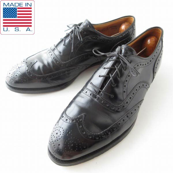 USA製 ジョンストン&マーフィー Heritage ウィングチップ 黒 9.5E 幅広27.5cm ショートウィング アメリカ製 D152-32-0037ZV拍卖