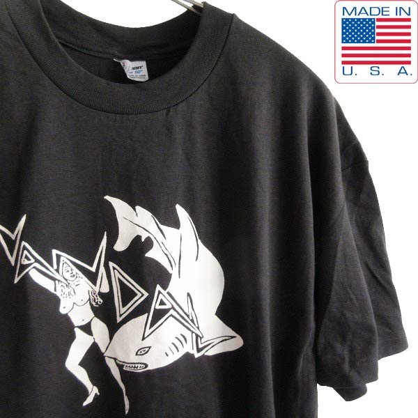 新品 90s USA製 ヌード女性×サメ 半袖Tシャツ ブラック L程度 エロT シャーク 黒 アメリカ製 ビンテージ デッドストック D145-01-0015ZVW拍卖