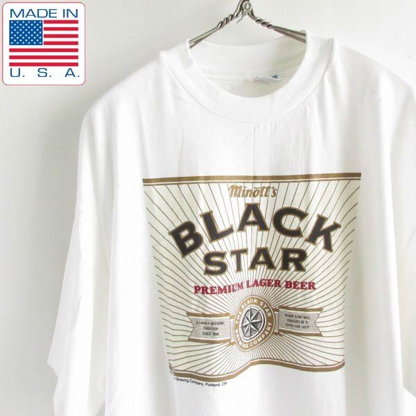 新品 90s USA製 BLACK STAR BEER 企業物 半袖Tシャツ 白 XL アメリカ製 アドバタイジング デッドストック ビンテージ D148-01-0006ZVW拍卖