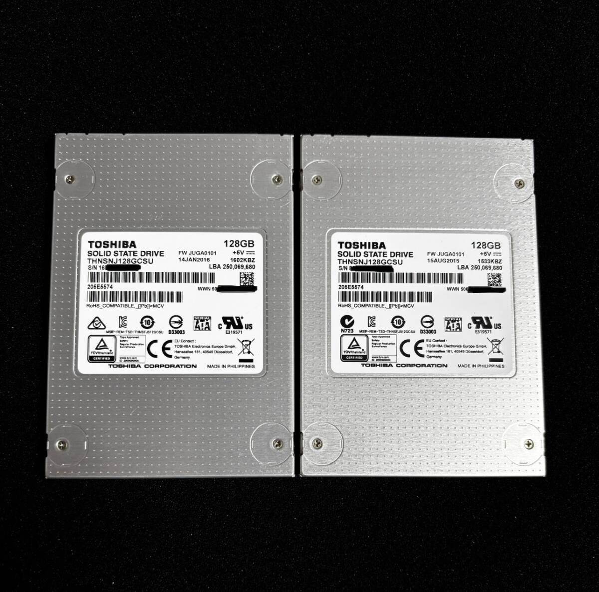 ((動作品・2枚セット)) TOSHIBA SSD 128GB MLC 7mm 2.5inch THNSNJ128GCSU SATA 拍卖