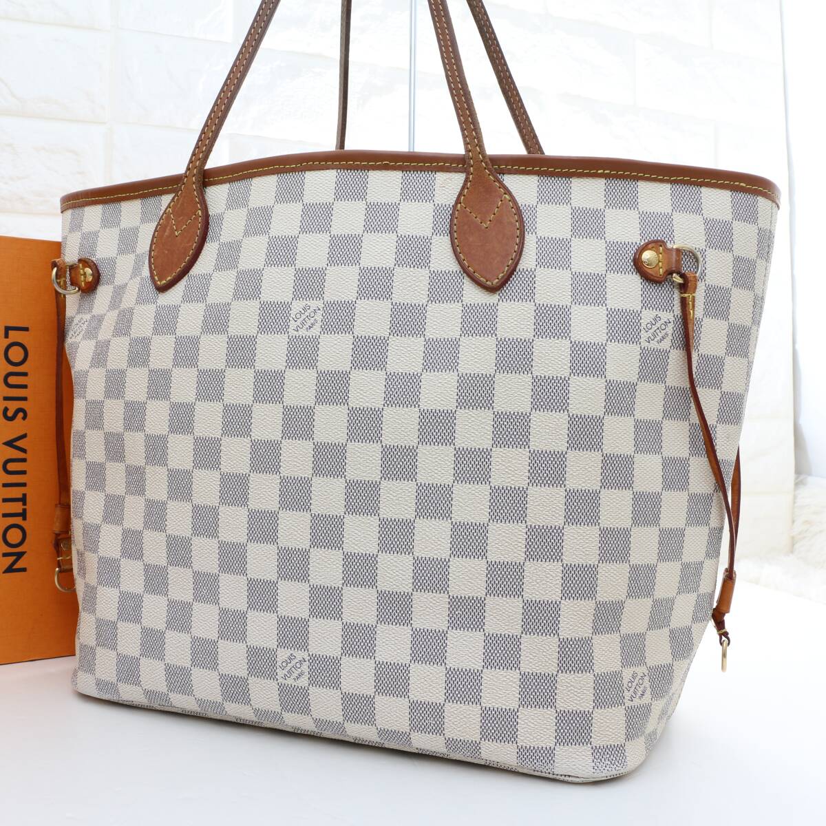 LOUIS VUITTON ルイヴィトン ダミエ アズール ネヴァーフル MM N51107 ショルダーバッグ トートバッグ ビジネス 大容量 肩掛け PVC レザー拍卖