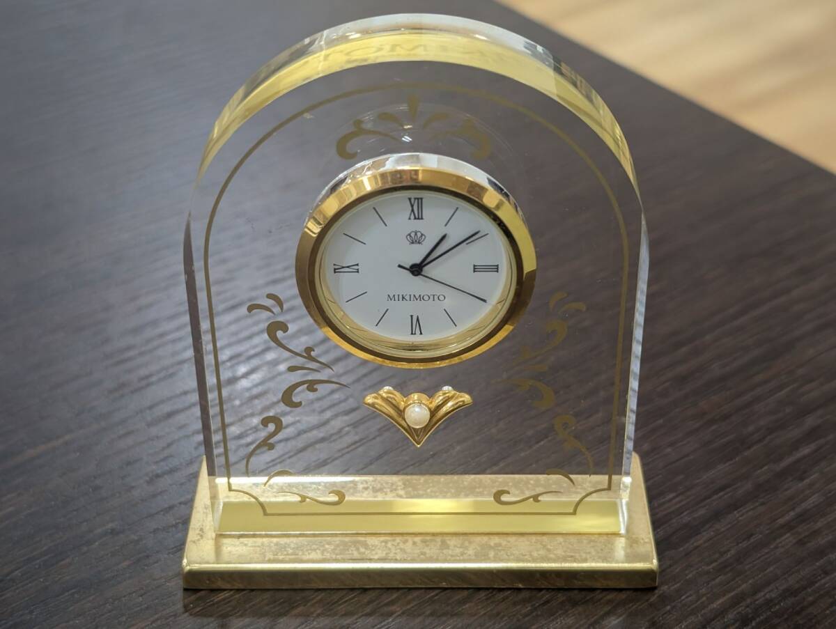 MIKIMOTO 置時計 ミキモト キズ汚れくすみ大 動作未確認 ★中古 ★現状保管品拍卖