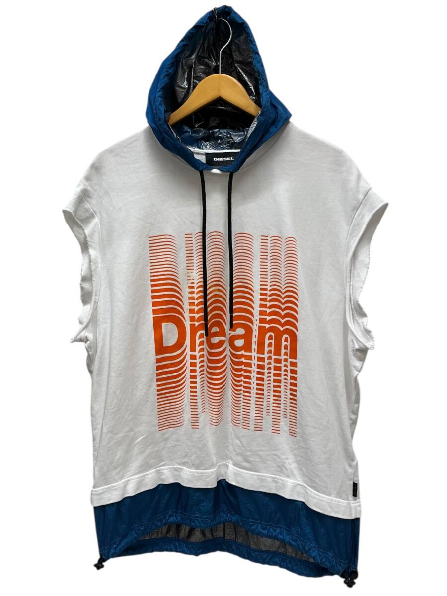 DIESEL (ディーゼル) ノースリーブ パーカー サイズ表記無し ホワイト ブルー メタル メンズ/006拍卖