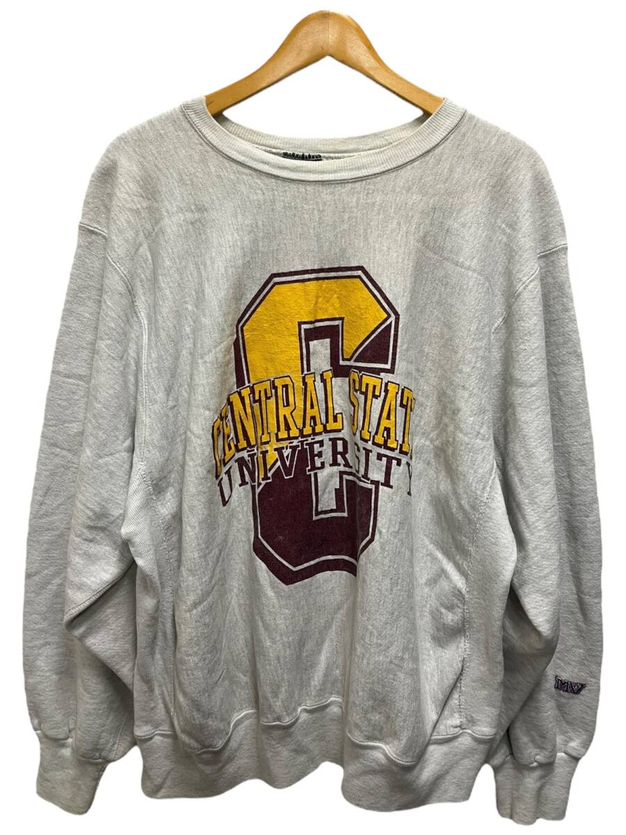 MV SPORT 古着 90s USA製 スエット トレーナー CENTRAL STATE UNIVERSITY カレッジロゴ サイドパネル XXL アッシュグレー メンズ/199拍卖