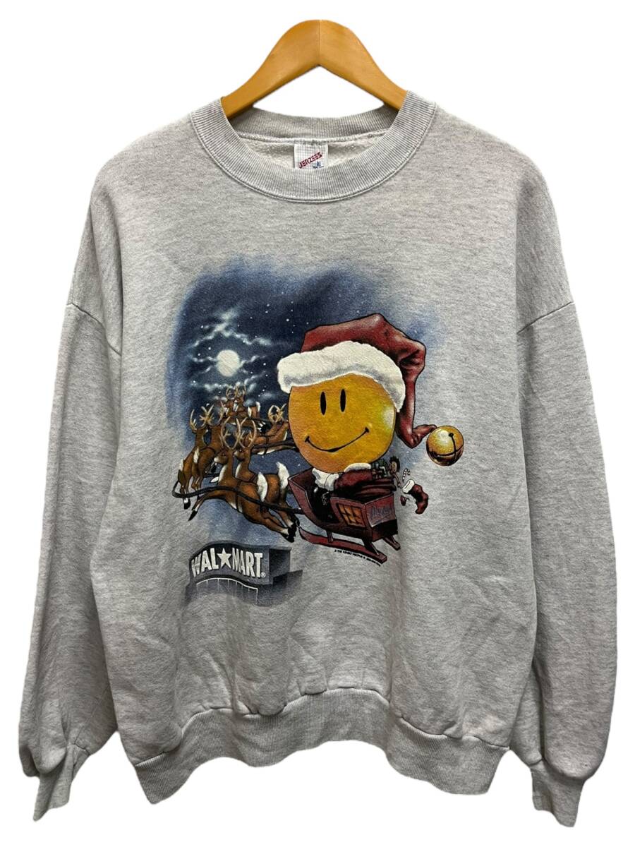 JERZEES (ジャージーズ) WAL MART ウォルマート 90s 古着 スエット トレーナー クリスマス ポリエステル混 XL アッシュ メンズ/199拍卖