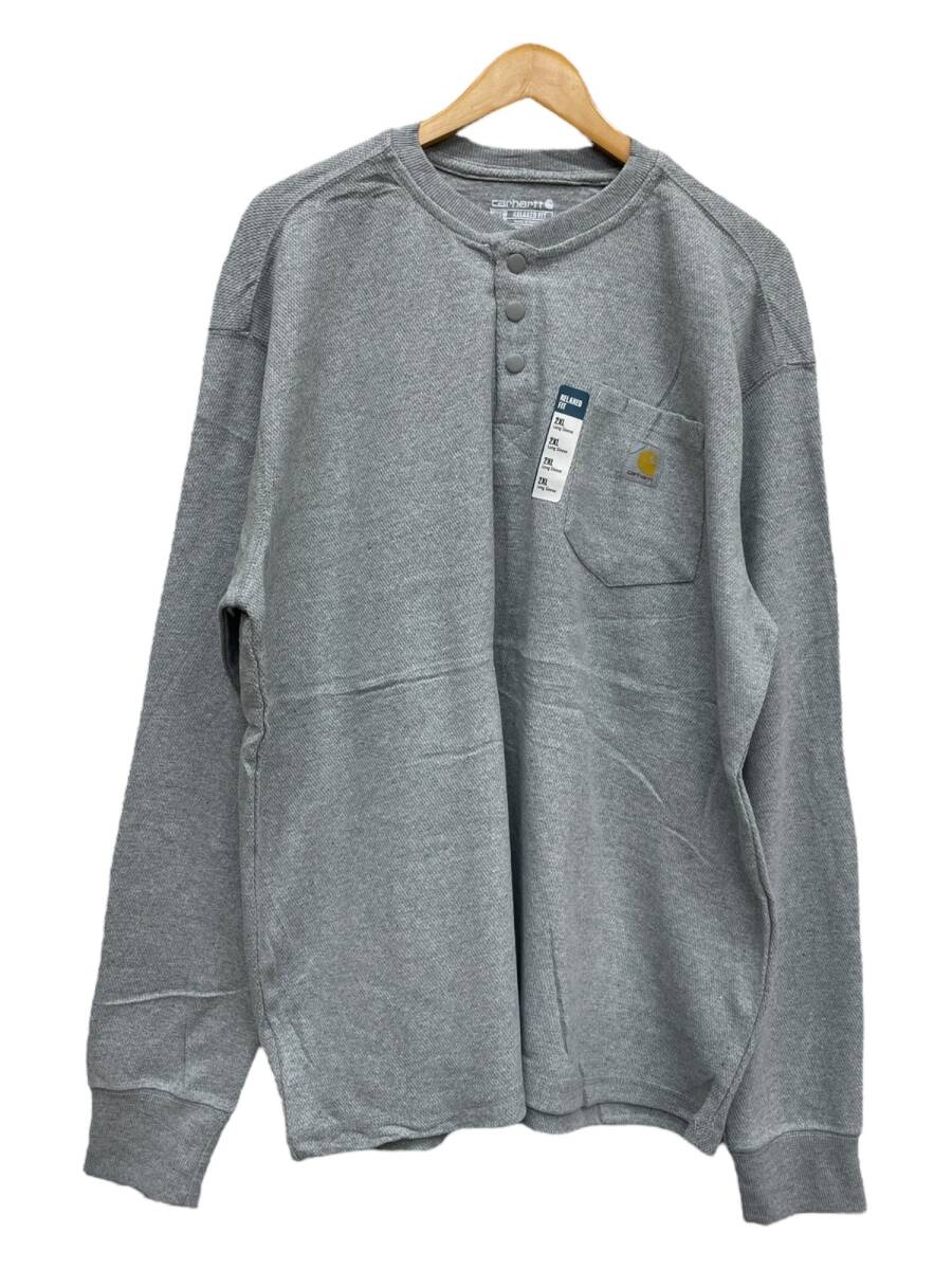 Carhartt (カーハート) ヘンリーネック ポケット サーマルカットソー 長袖Tシャツ TK4429 2XL グレー メンズ/045拍卖