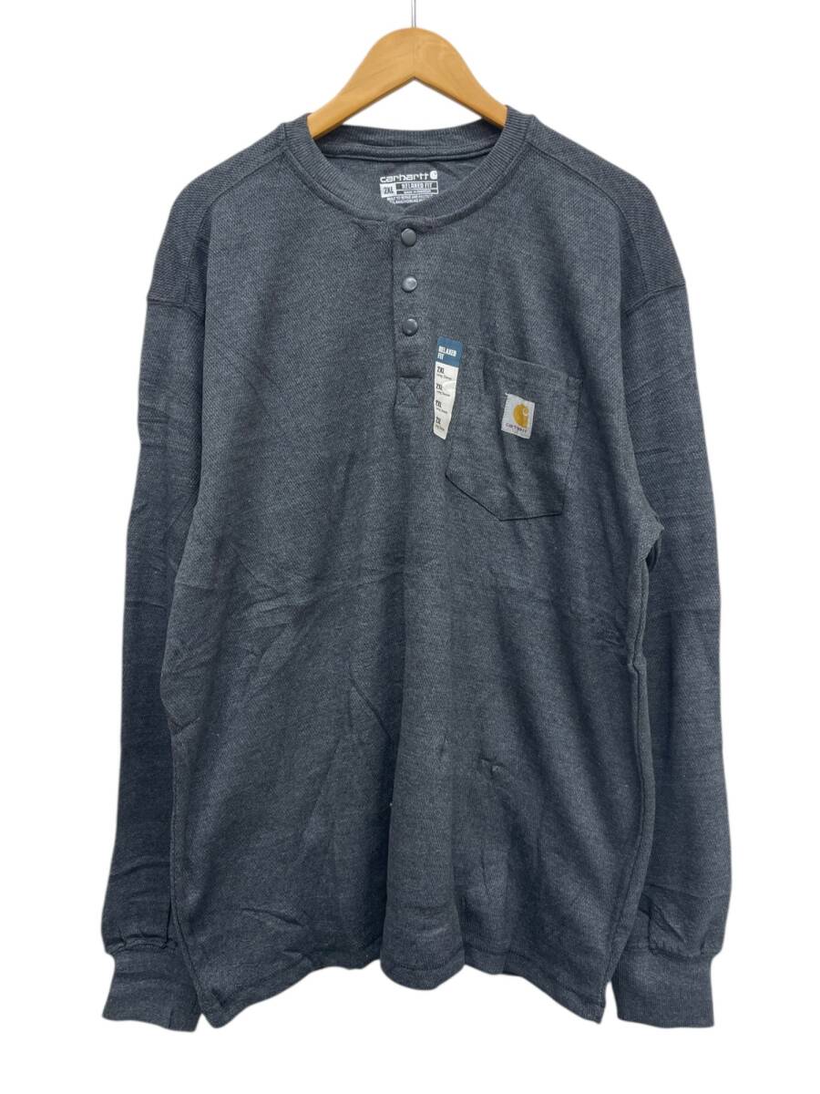 Carhartt (カーハート) ヘンリーネック ポケット サーマルカットソー 長袖Tシャツ TK4429 2XL チャコール メンズ/045拍卖