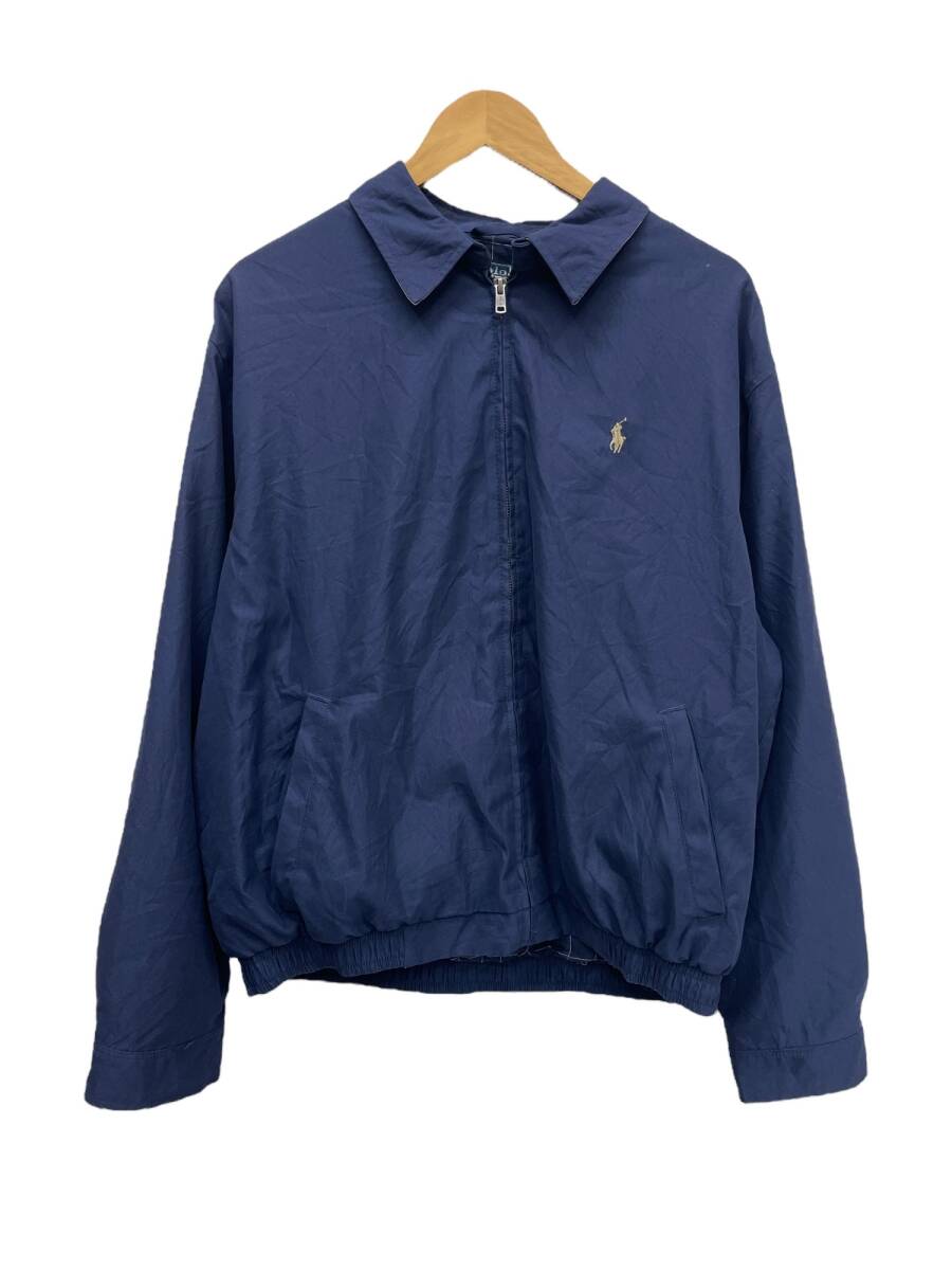 POLORALPH LAUREN (ポロラルフローレン) スイングトップ ナイロンジャケット ブルゾン 裏地チェック L ネイビー メンズ/045拍卖