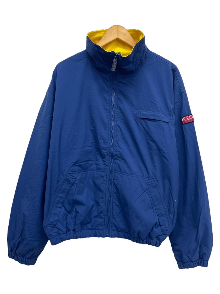 POLORALPH LAUREN (ポロラルフローレン) 古着 90s ナイロンジャケット 裏フリース POLO SPORT サイズ表記消え ブルー メンズ/045拍卖