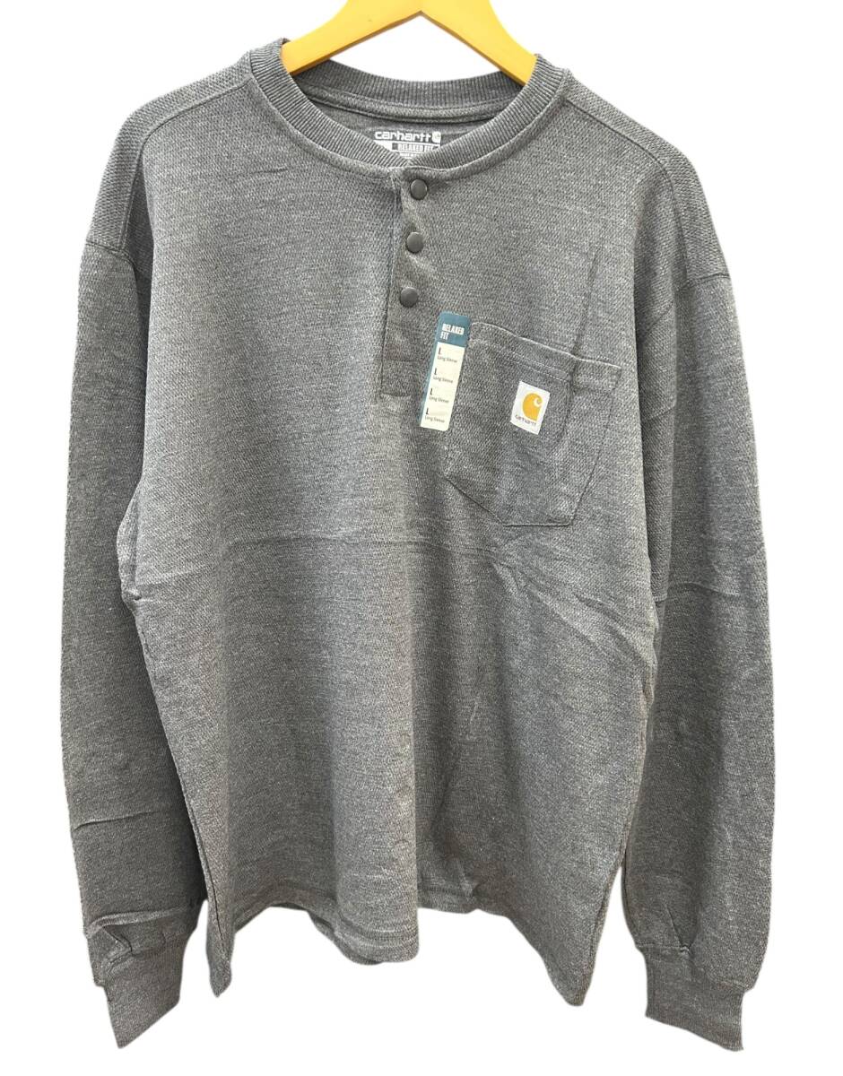Carhartt (カーハート) ヘンリーネック ポケット サーマルカットソー 長袖Tシャツ TK4429 L チャコール メンズ/027拍卖