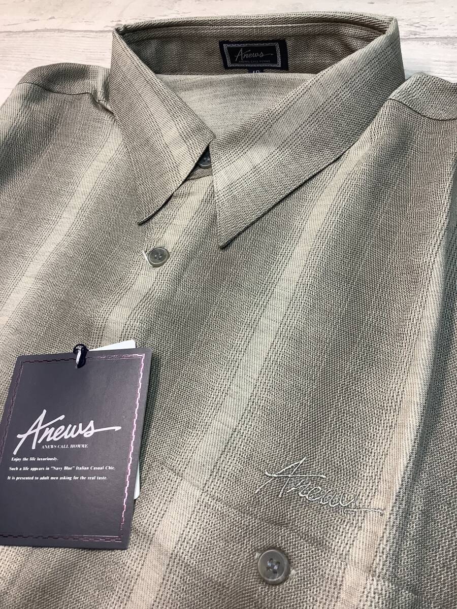 ★新品未使用 RAIKAライカ 秋春向け 定価23,000円 48 Lサイズ 薄い生地 極上カジュアルシャツ グレーベージュ拍卖