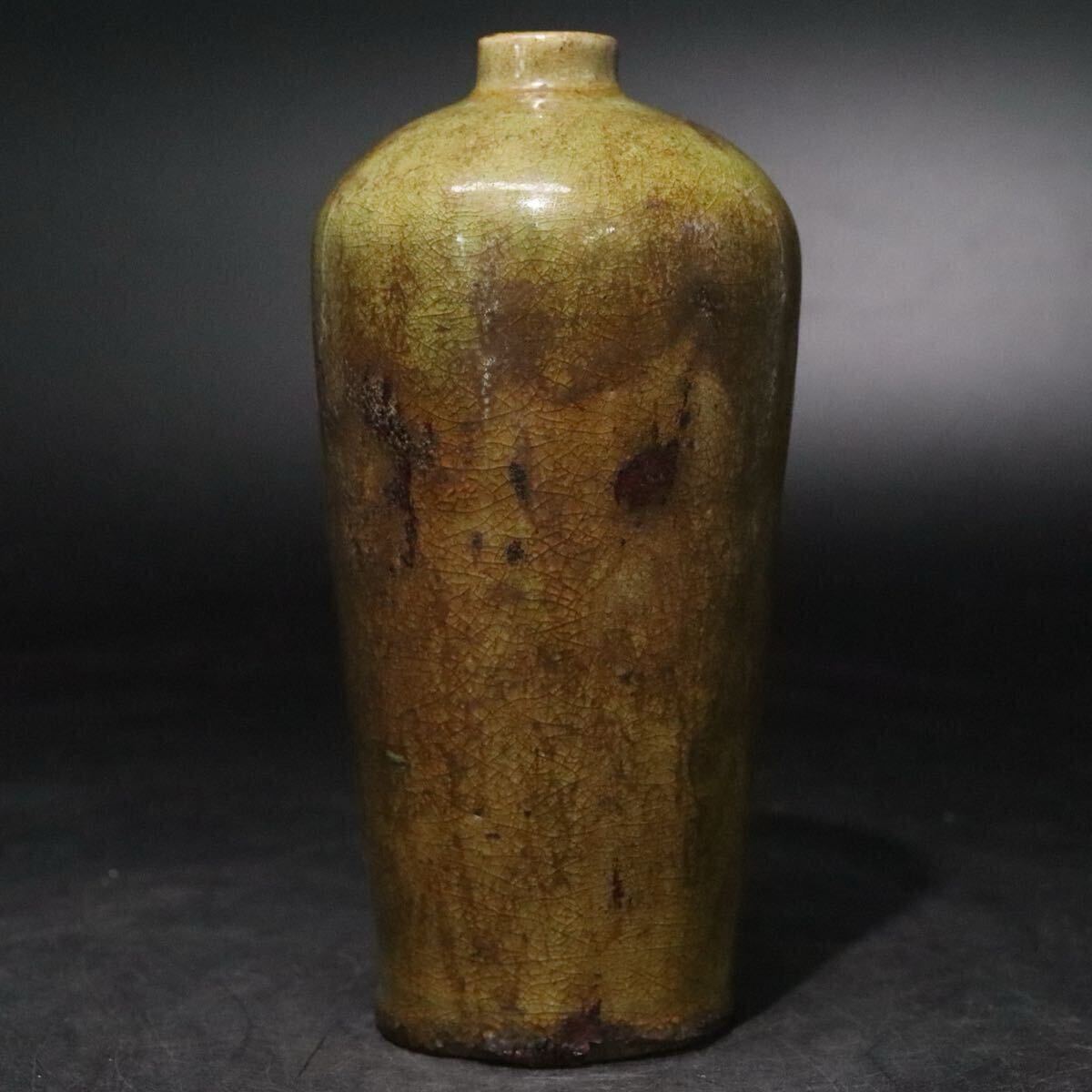 時代 青磁釉 蘋果緑釉 灰釉 花瓶 / 検索: 中国美術 紫砂 紫泥 越州窯 秘色 辰砂 .B1166拍卖