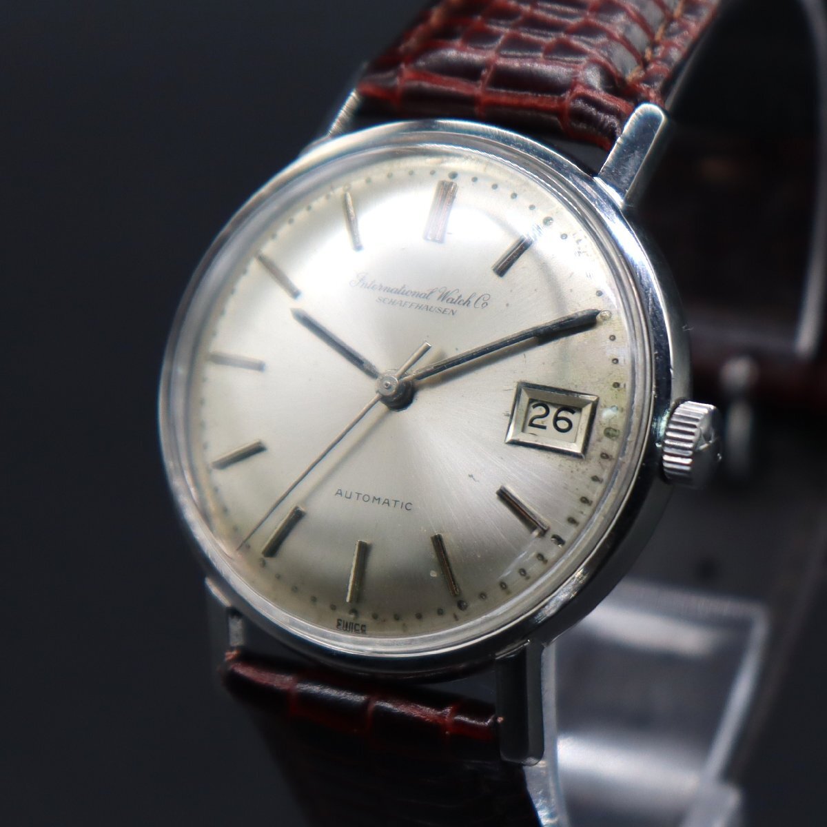 OH済 IWC オールドインター シャフハウゼン ペラトン式自動巻 Ref.807A Cal.8541 お魚リューズ 1960年頃 デイト スイス 新品ベルト メンズ拍卖