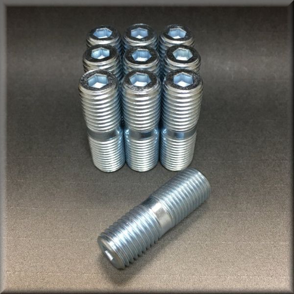 634produce ネジピッチ変換 M12P1.25→M12P1.5 全長36mm 六角5mm穴付 CVB122536 8本M12x1.25 スペーサー ワイトレ PCD変換拍卖