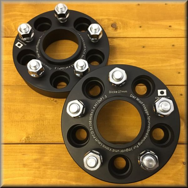634produce 508B ワイトレ スペーサー 5穴PCD108/63.4→108/63.4 27mm厚 2枚 装着ナットM12P1.5 ボルボ ジャガー ワイドトレッド拍卖