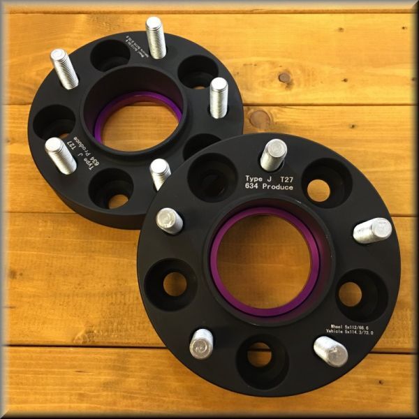 634produce 512J PCD変換 スペーサー 5穴PCD112/66.6→114.3/73 厚み25mm 4枚 装着ボルト付属 未使用展示品拍卖