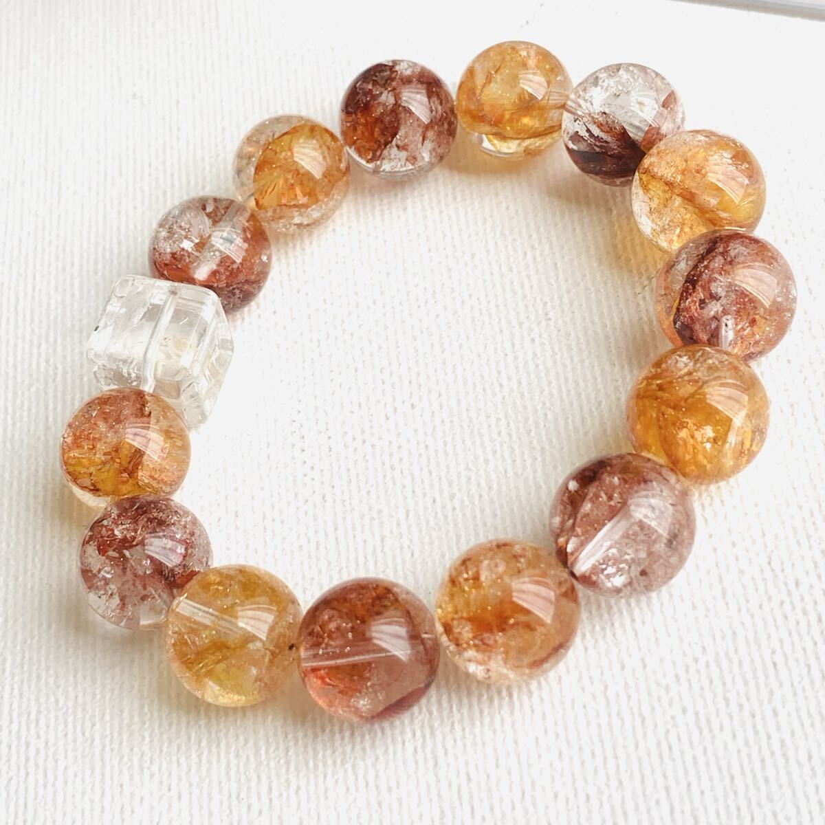 オーロラクォーツ ヘマトイドクォーツ リモナイトイングクォーツ パワーストーン ブレスレット 天然石 13.3㍉珠【K276】錦鯉水晶 虹入拍卖