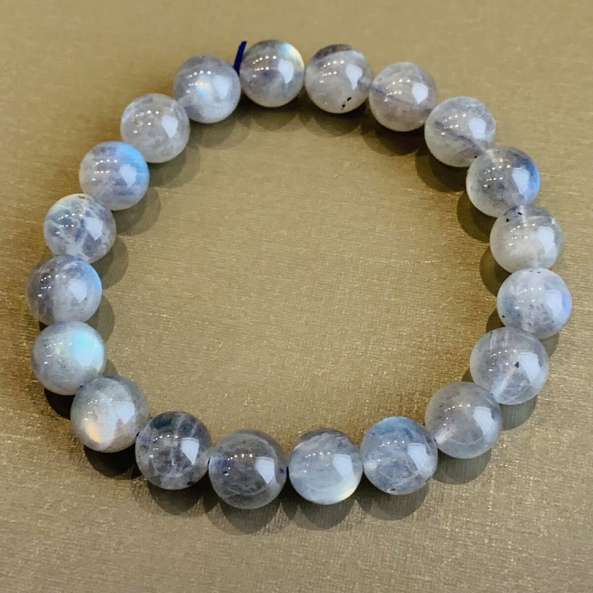 ムーンストーン ブレスレット ラブラドライト パワーストーン シラー多い 天然石 超勧め【K288】9.6㍉珠16cm 24g 虹色シラー 青シラー拍卖