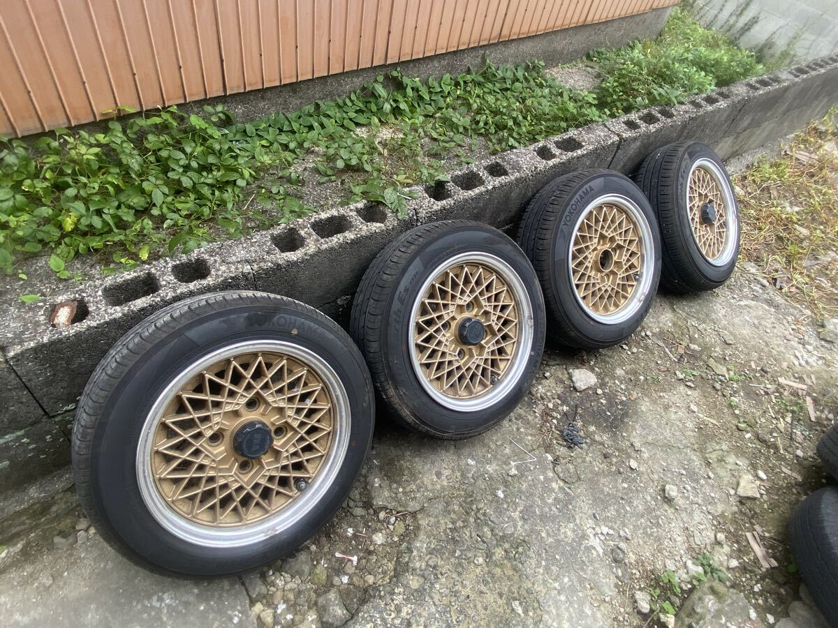 オートバックスセブン  当時物 フォーミュラメッシュ調 13インチ 5.5J +20 4H×114.3 4本セット タイヤ新品 センターキャップ1個欠品拍卖