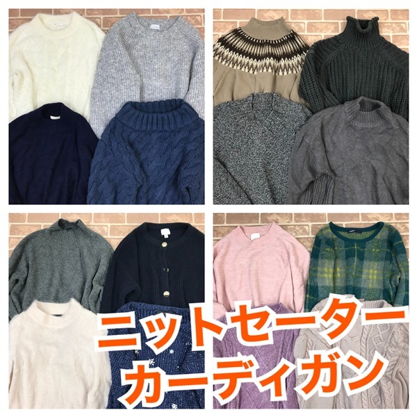 R-307 秋冬物 ニットセーター・カーディガン レディース COLZA・earth music&ecology・AS KNOW ASなど S~Lサイズ 19着  おまとめ 拍卖
