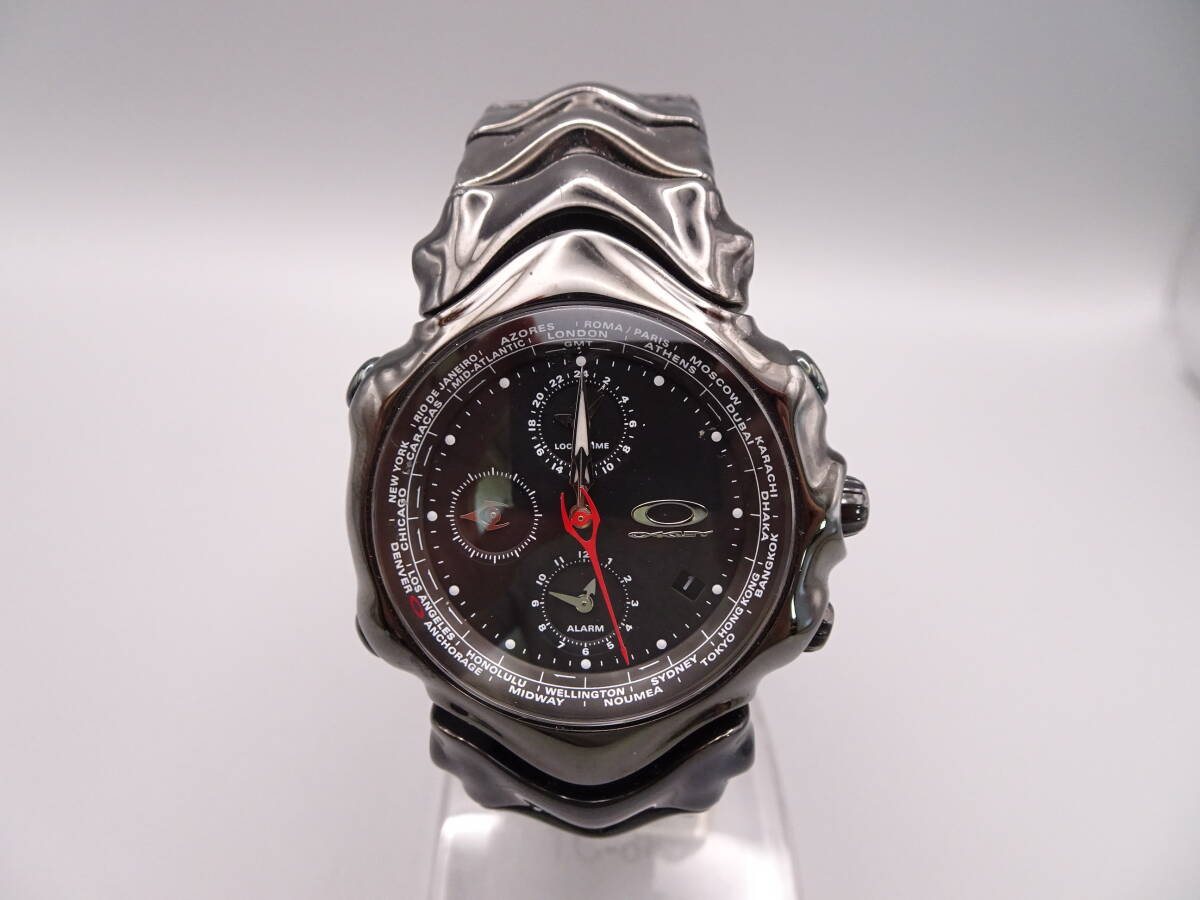 オークリー OAKLEY 腕時計 GMT ワールドタイム スチール 電池交換済み 中古品 管理ZI-LP拍卖