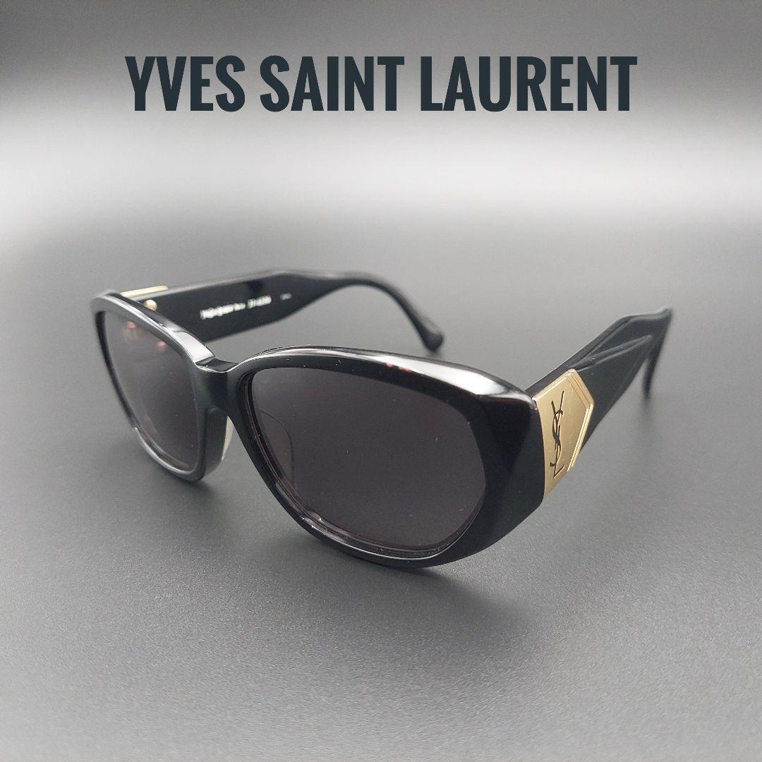 【大人気】YVES SAINT LAURENT イヴサンローラン サングラス キャットアイ 金ロゴ 黒 良品 希少 希少モデル Y2K y2k 00s拍卖