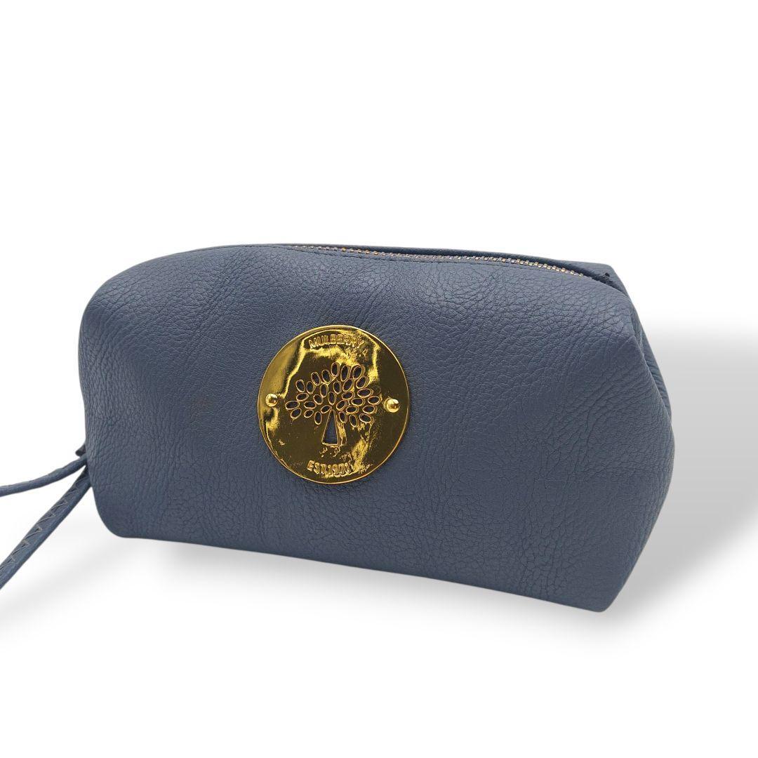 【希少】MULBERRY マルベリー レザーポーチ ゴールドプレート ネイビーブルー 美品 切り替えデザイン 大人気モデル y2k 00s 拍卖