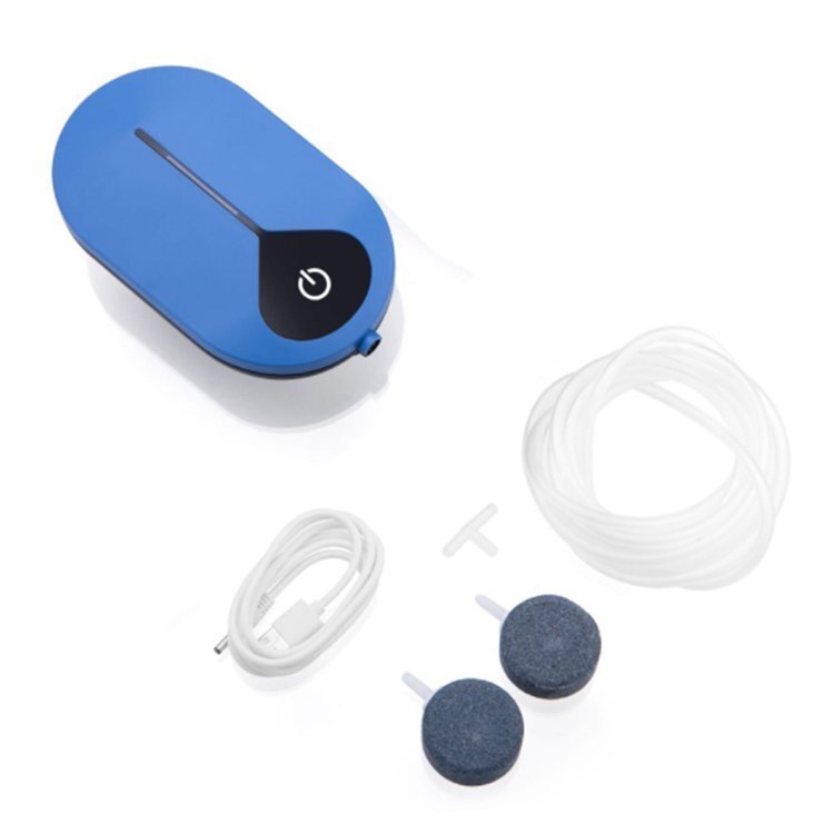 エアポンプ 水槽ポンプ 酸素ポンプ USBポンプ 持運び 小型 静音 充電式 強 弱 間欠 3モード0.9L/min 1.5W エアーストーン2個 BSVOP008USB拍卖