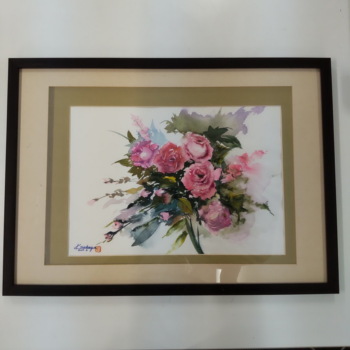 s496 絵画 花 美術品 額装 45cm×63cm拍卖