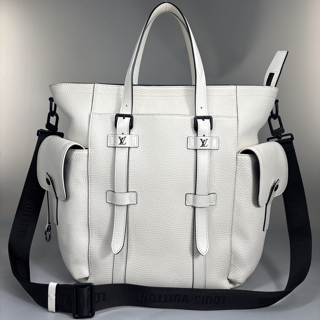 1円 新品同様 Louis Vuitton ルイヴィトン モノグラム クリストファー トートバッグ M58477 トリヨンレザー 2WAY RFID メンズ ショルダー拍卖