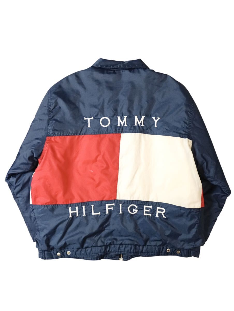 (D) TOMMY HILFIGER トミーヒルフィガー ロゴ刺繍 ナイロン ジャケット 35 ネイビー拍卖