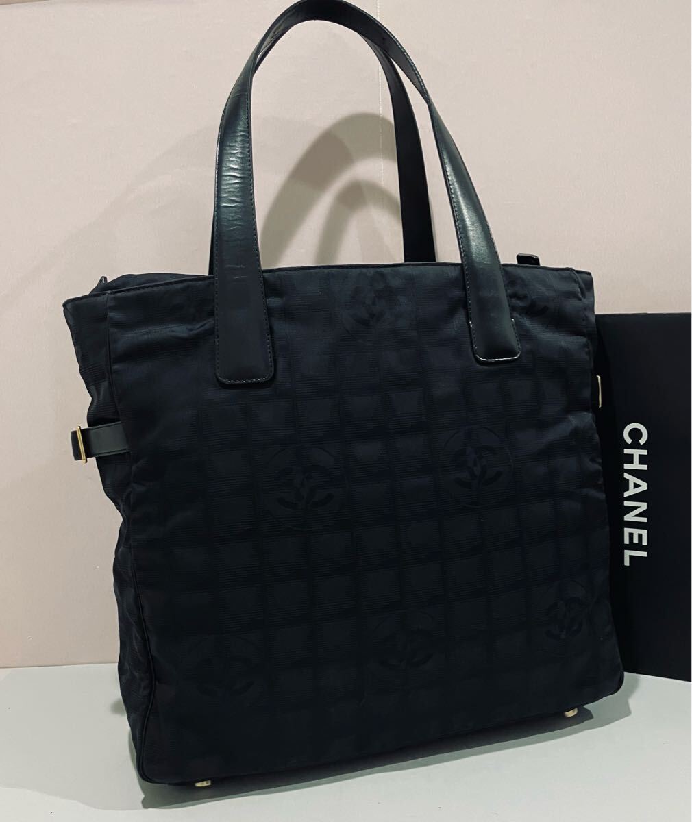 CHANEL 極上美品 ニュートラベルライン 黒 トート バッグ シャネル ブラック ショルダー バック GM拍卖
