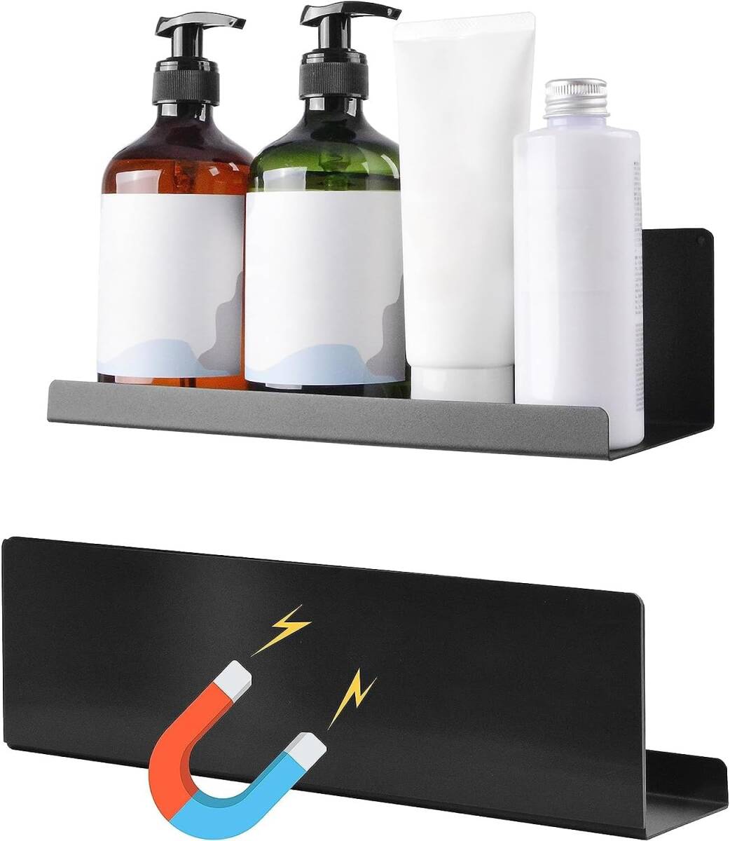 ブラック色 【2個セット】EX-SPACE 浴室ラック マグネット バスルーム ラック 磁石 洗面台ラック お風呂収納 浴室 収納 洗面所 拍卖