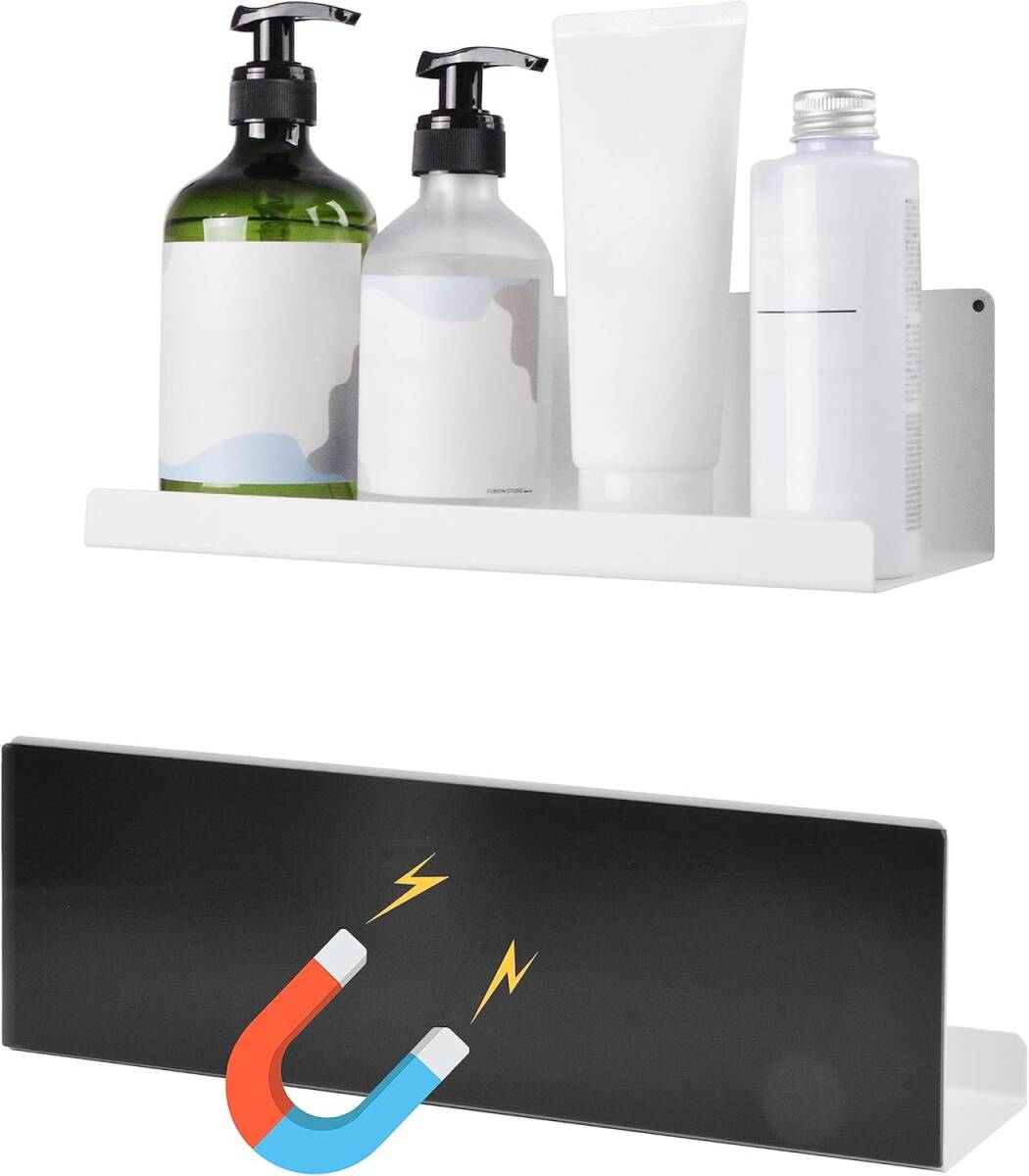 ホワイト色 【2個セット】EX-SPACE 浴室ラック マグネット バスルーム ラック 磁石 洗面台ラック お風呂収納 浴室 収納 洗面所 拍卖