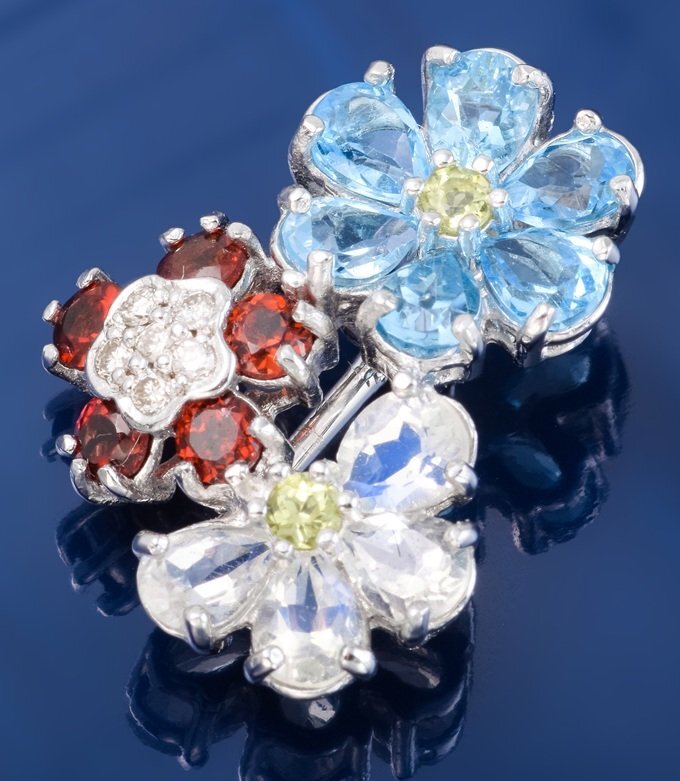 K18WG マルチカラー ピンブローチ (ペンダント兼用) 品番b23-472拍卖