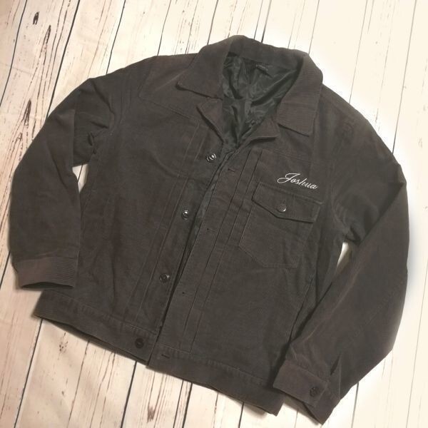 レイジブルー★背面英字プリント/コーデュロイジャケット/ブルゾン【メンズM】暗茶/RAGEBLUE◆B03拍卖