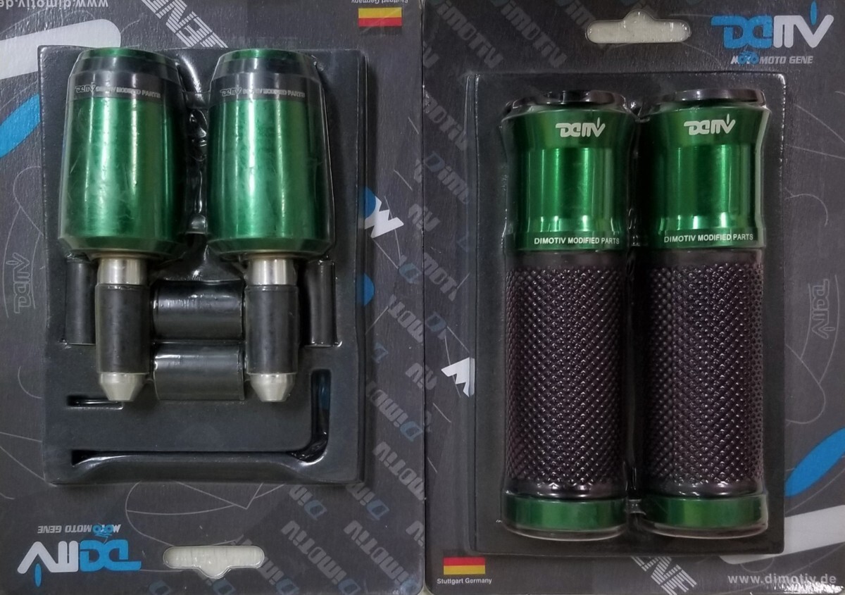 【在庫限り】DIMOTIV di-gp02-120-hcb-eu-d CNC加工ハンドルグリップ+バーエンドBIGサイズ グリーン拍卖