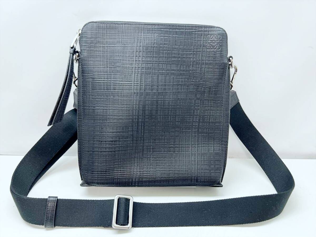 ほぼ未使用 美品 LOEWE ロエベ アナグラム ゴヤ クロスボディバッグ ショルダー 黒 リネン 316.60.P45拍卖