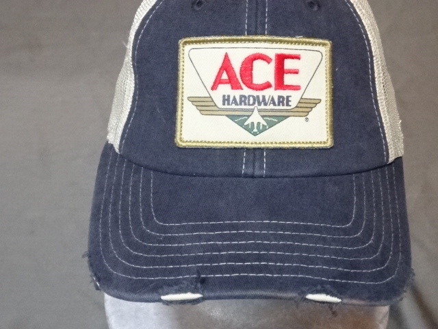 激レア USA購入 アメリカ企業モノ イリノイ州 ハードウエア小売協同組合【Ace Hardware】刺繍ワッペン クラッシュ加工メッシュCAP 中古良品拍卖