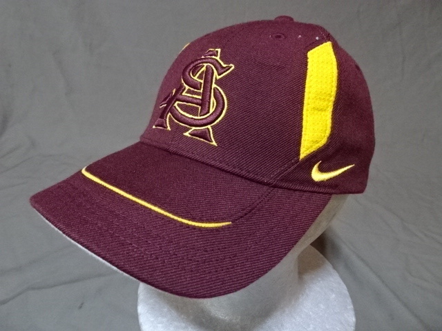激レア USA購入【Nike】USカレッジ アリゾナ州立大学 サンデビルズ【Arizona St Sun Devils】【AS】スウォッシュ ロゴ刺繍入りCAP 中古良品拍卖