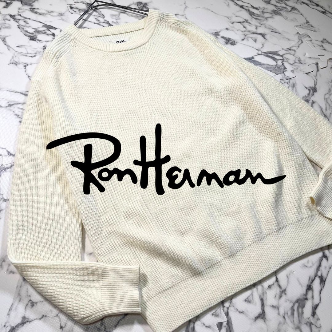 極美品/ミドルゲージ編み(XL位)●ロンハーマン RHC 秋冬 ニット セーター ロンT RonHerman クリーム ホワイト 白 長袖 メンズ コットン 綿拍卖