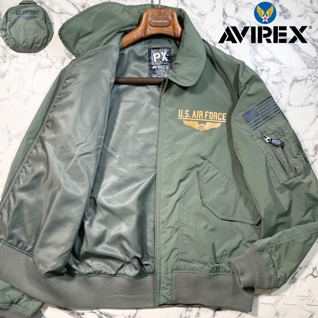 極美品/XLサイズ ●AVIREX TOP GUN MA-1 CWU 36P AIR FORCE USA ブルゾン セージグリーン アヴィレックス ミリタリー フライトジャケット拍卖