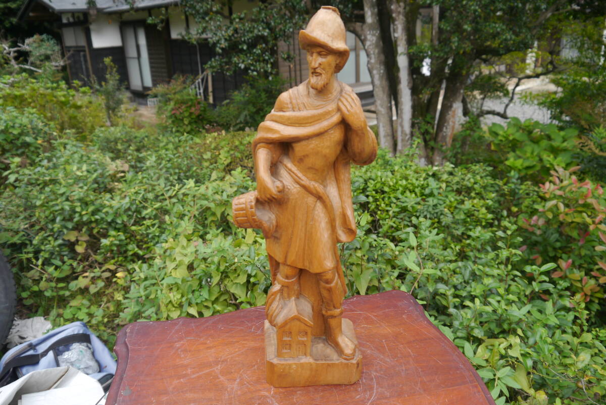 ★【BO51011】木彫り ロビンソン・クルーソー? 木彫 彫刻 置物 インテリア拍卖