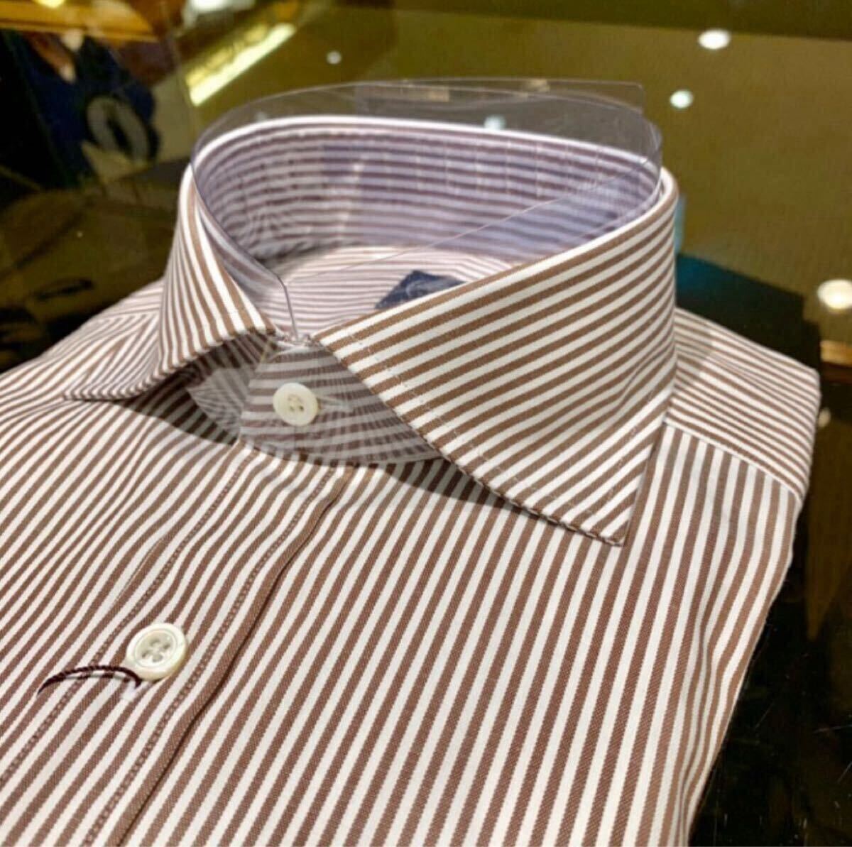 【美品】BEAMS F / ビームスエフ オックスフォード ブラウンロンドンストライプ ショートスリーブシャツ M拍卖