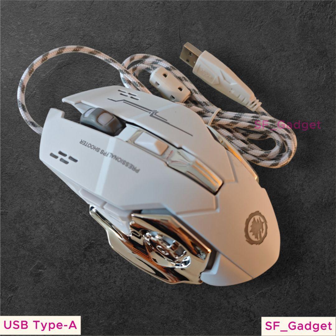 【新品】有線 ゲーミングマウス マルチカラーLED ホワイト 3200DPI拍卖