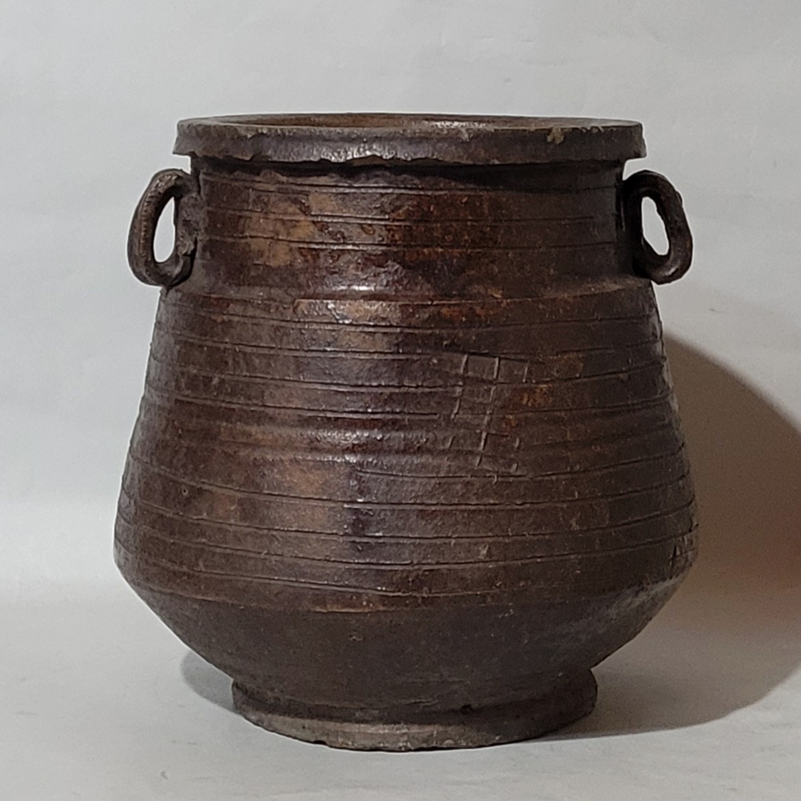 古美術柳 美濃唐津 黒釉耳付筋水指 桃山時代 織部 美濃伊賀拍卖